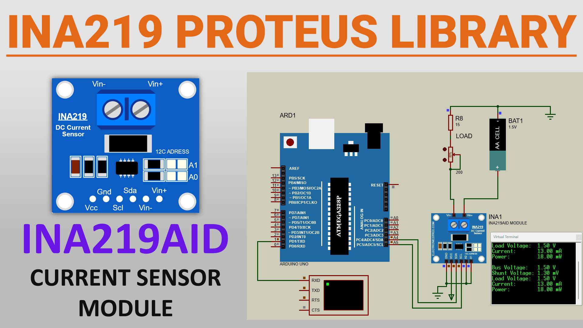 Read more about the article INA219 Current Sensor  Proteus Library : Easy and Enhanced Model