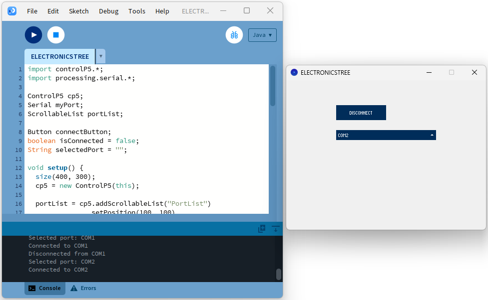 GUI for Arduino - Serial Connection with ControlP5