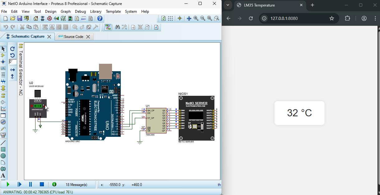 NetIO Server with Arduino - Proteus Simulation