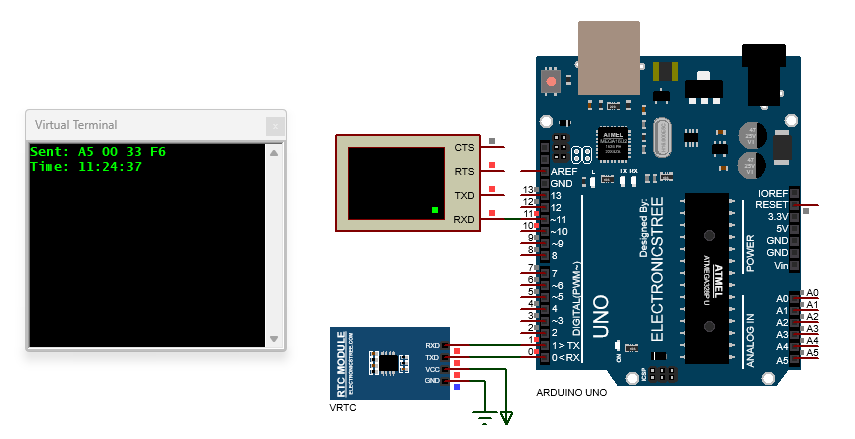 Virtual Real Time Clock Model Proteus Simulation