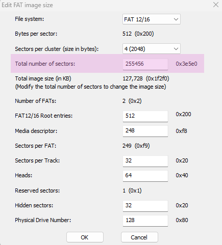 SD Card Image Using WinImage - Image Size