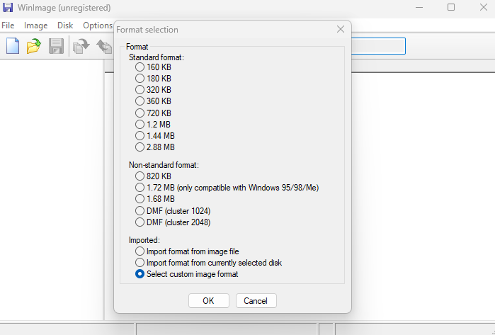 SD Card Image Using WinImage - File system