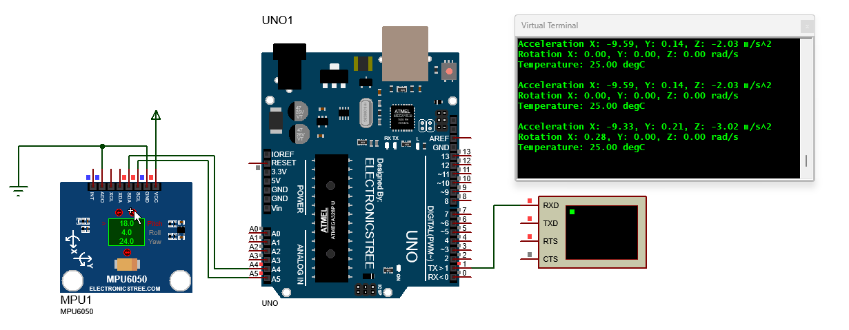 MPU6050 Proteus Simulation