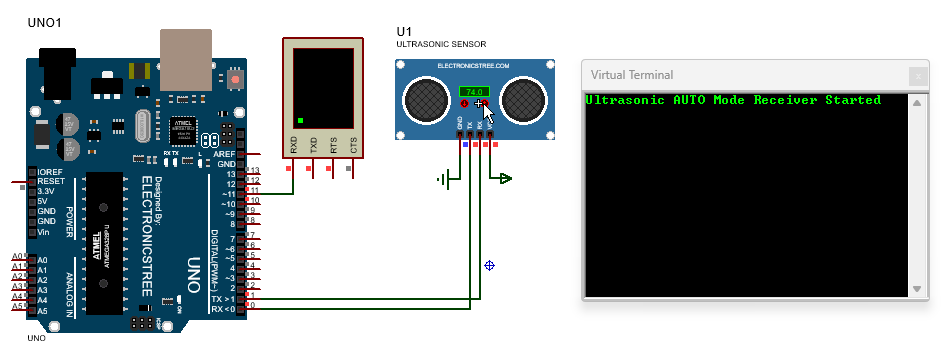 HCSR04 Ultrasonic Sensor Proteus ISIS Simulation