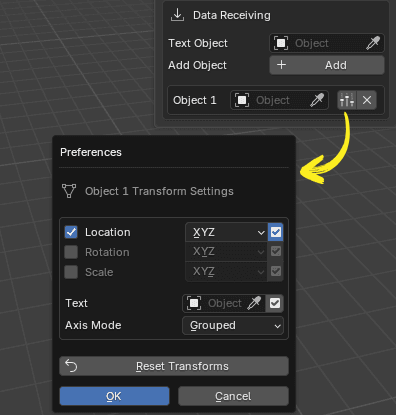 blendixserial | Received Mode - Settings popup