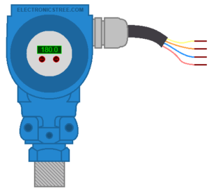 Pressure transducer component from Proteus library in ISIS schematic view