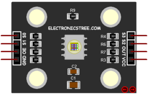 TCS3200 Proteus library schematic symbol used in circuit simulation.
